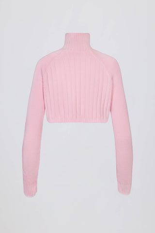 Powder Pink Ribbed Cropped Jumper