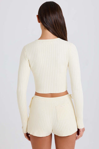 Ribbed Knit Tie Waist Shorts