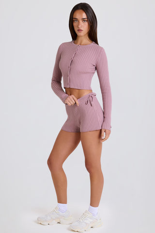Ribbed Knit Tie Waist Shorts