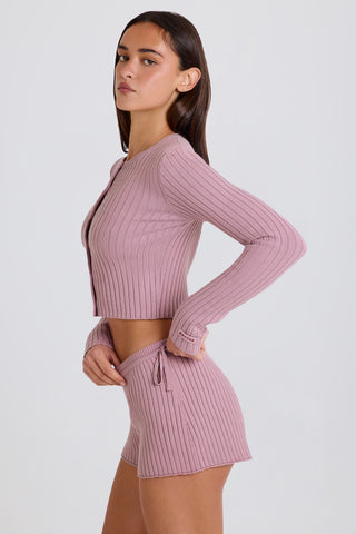 Ribbed Knit Tie Waist Shorts