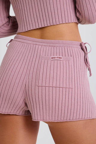 Ribbed Knit Tie Waist Shorts