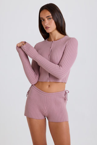 Ribbed Knit Tie Waist Shorts