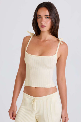 Ribbed Knit Tie Strap Camisole