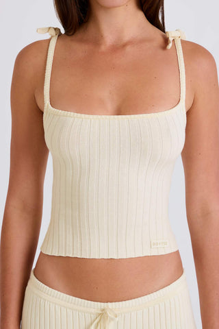 Ribbed Knit Tie Strap Camisole