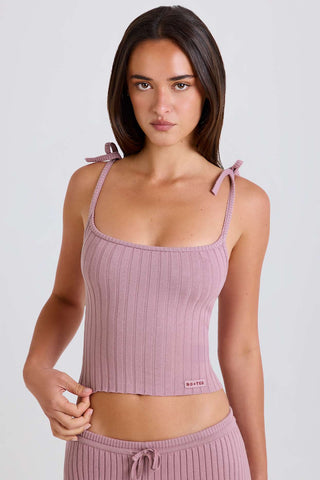 Ribbed Knit Tie Strap Camisole