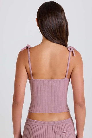 Ribbed Knit Tie Strap Camisole