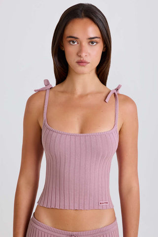 Ribbed Knit Tie Strap Camisole