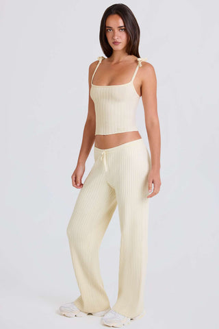 Ribbed Knit Wide Leg Joggers