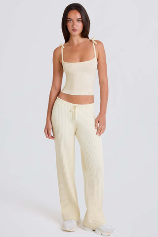Ribbed Knit Wide Leg Joggers