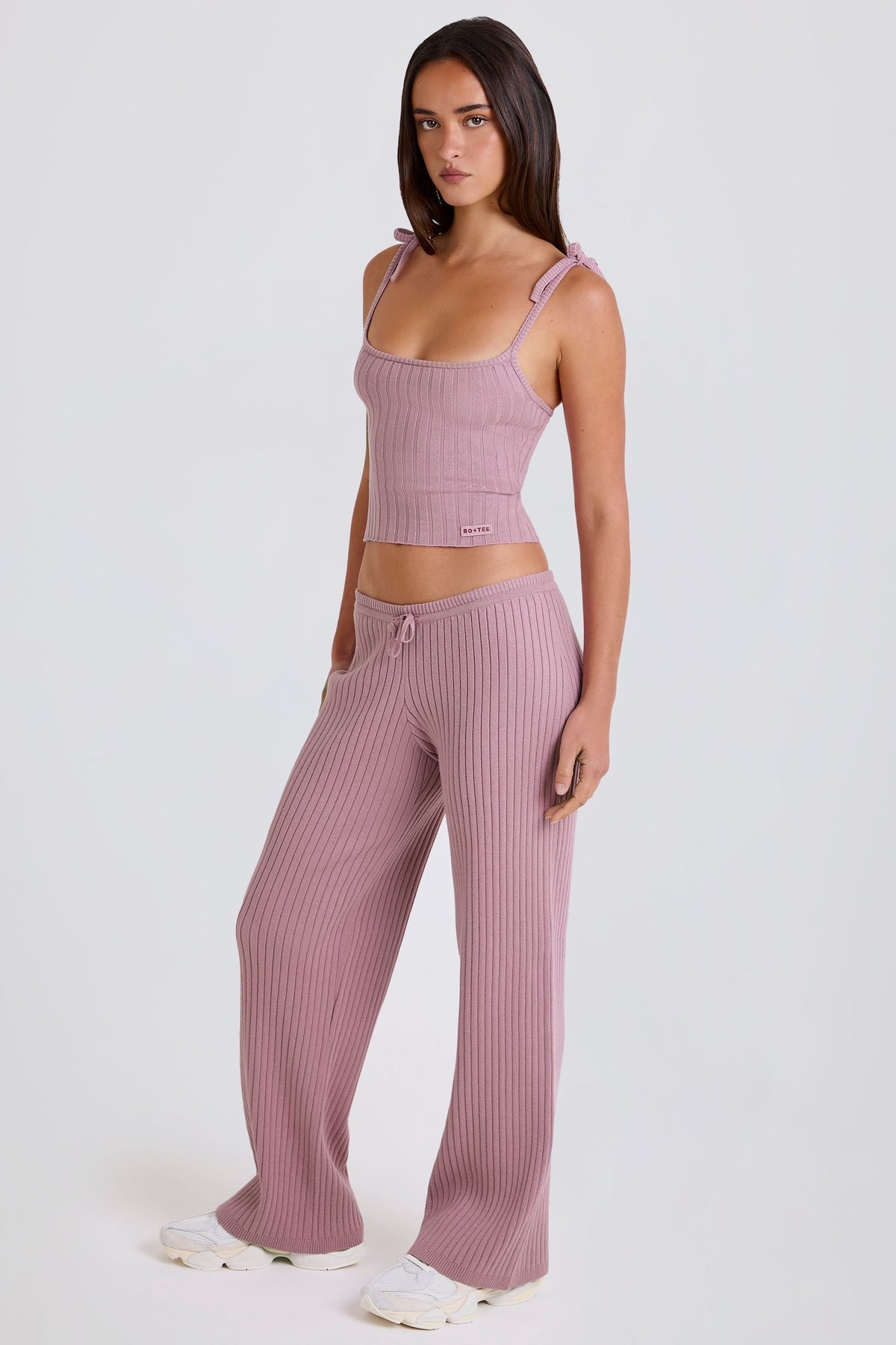 Ribbed Knit Wide Leg Joggers