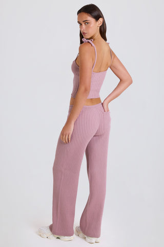 Ribbed Knit Wide Leg Joggers