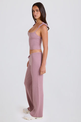 Ribbed Knit Wide Leg Joggers