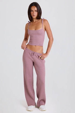Ribbed Knit Wide Leg Joggers