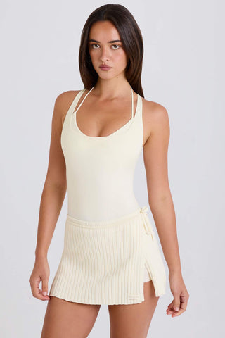 Ribbed Knit Wrap Skort