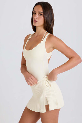 Ribbed Knit Wrap Skort