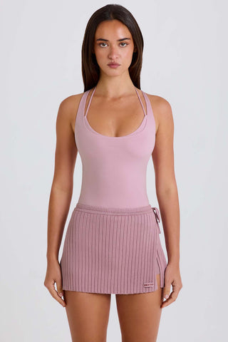 Ribbed Knit Wrap Skort