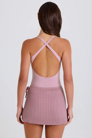 Ribbed Knit Wrap Skort