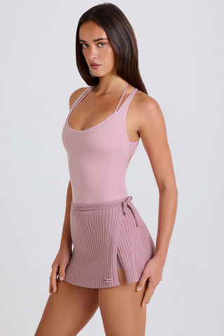 Ribbed Knit Wrap Skort