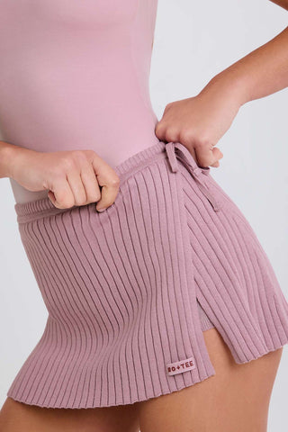 Ribbed Knit Wrap Skort