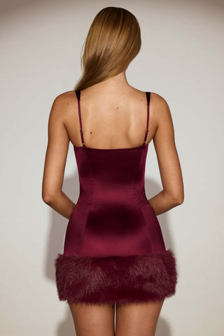 Faux Fur Trim Corset Mini Dress