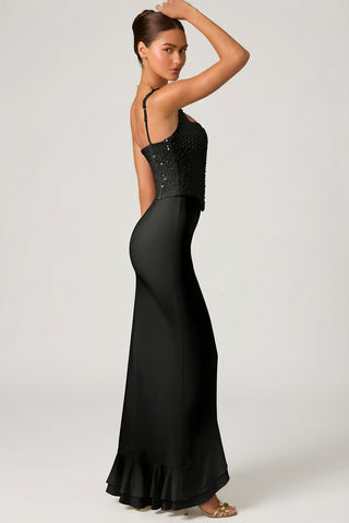 Embellished Corset Gown with Ruffle Trim