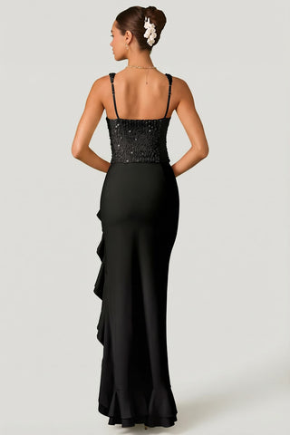Embellished Corset Gown with Ruffle Trim