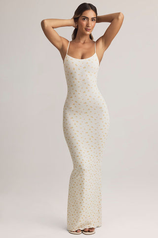 Ribbed Square Neck Maxi Dress