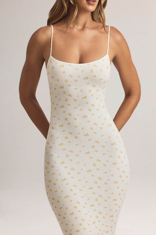 Ribbed Square Neck Maxi Dress