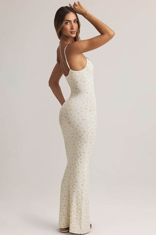 Ribbed Square Neck Maxi Dress