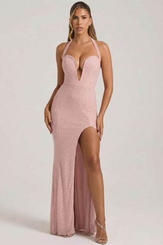 Embellished Halterneck Gown