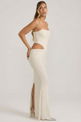 Embellished Cut Out Draped Corset Gown
