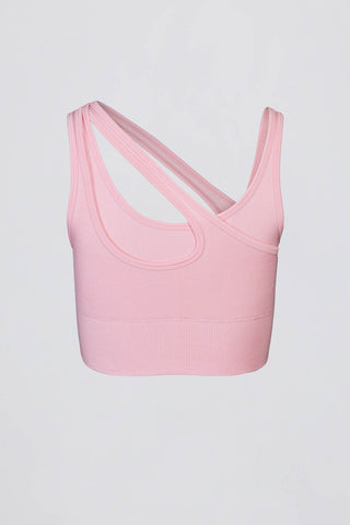 Powder Pink Asymmetric Sports Bra