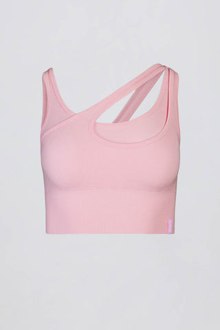 Powder Pink Asymmetric Sports Bra