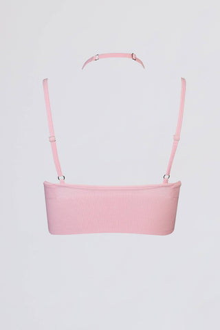 Powder Pink Ribbed Sports Bra