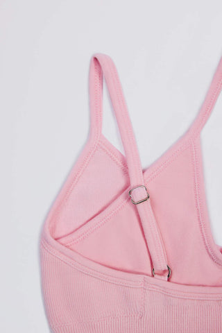 Powder Pink Ribbed Sports Bra