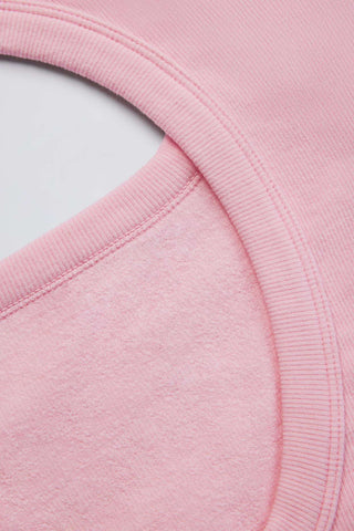 Powder Pink Ribbed Cut Out Crop Top