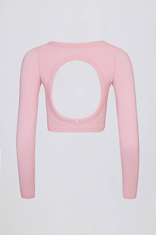 Powder Pink Ribbed Cut Out Crop Top