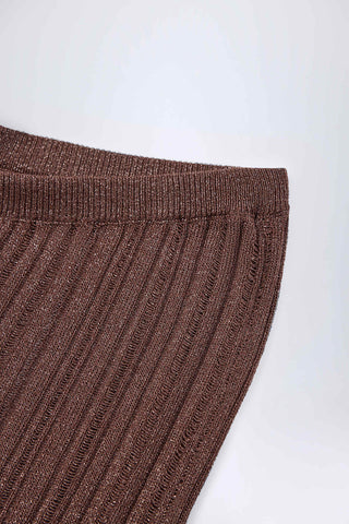 Flared Knit Trousers with Metallic Shimmer