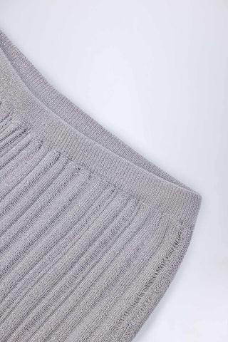 Flared Knit Trousers with Metallic Shimmer