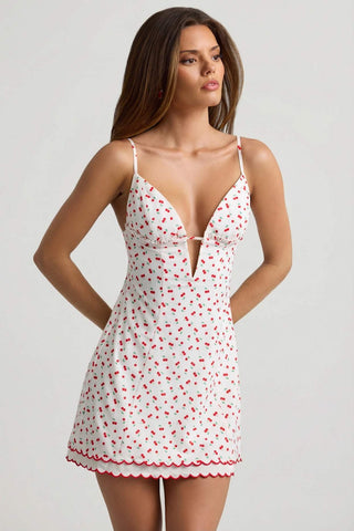 Scalloped Backless Mini Dress