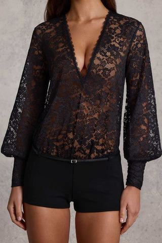 Lace Plunge Neck Playsuit