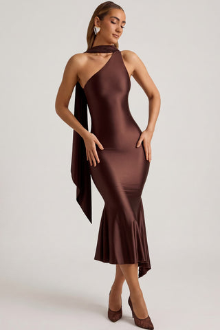 Asymmetric Scarf Detail Midi Dress