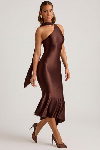 Asymmetric Scarf Detail Midi Dress