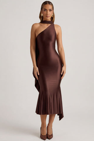 Asymmetric Scarf Detail Midi Dress