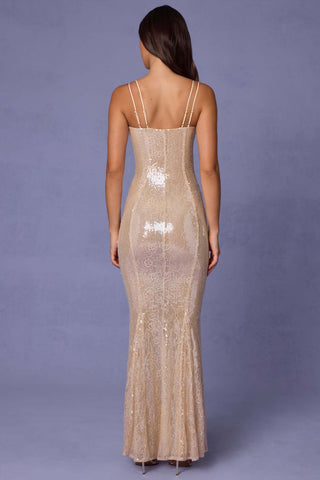 Embellished Square Neck Lace Gown