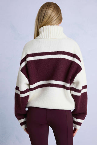 Burgundy Turtleneck Oversized Knit Sweater