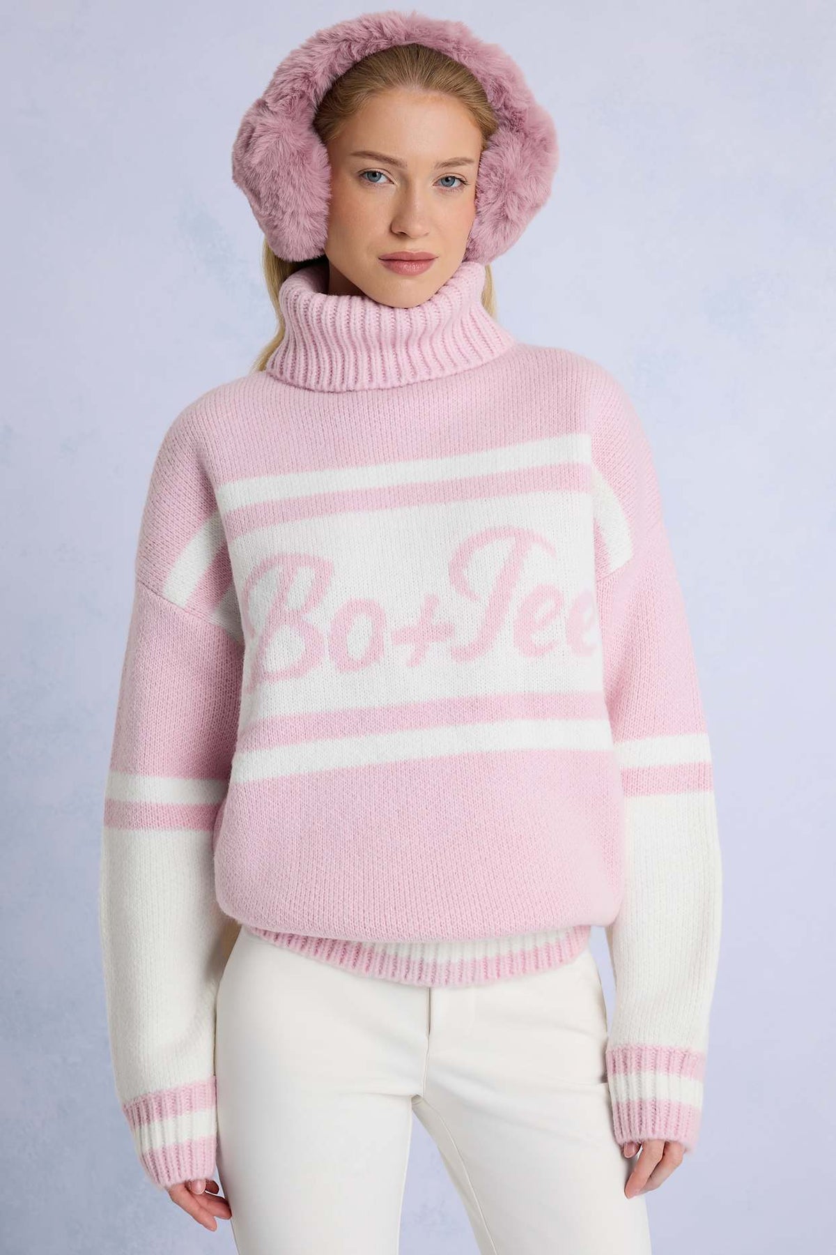 Powder Pink Oversized Turtleneck Sweater