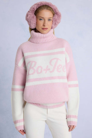 Powder Pink Oversized Turtleneck Sweater
