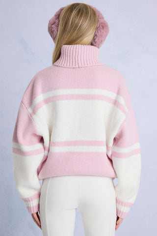 Powder Pink Oversized Turtleneck Sweater