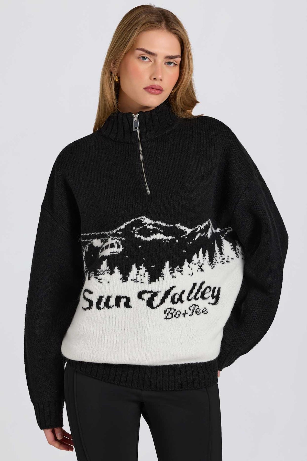 Alpine Knit Quarter Zip Turtleneck Sweater